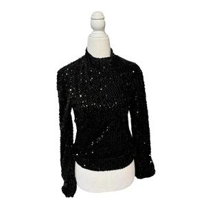 Sanctuary LS black sequin top